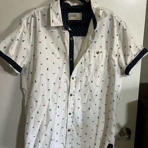 Free Planet Men’s Button Down Shirt Tropical Pattern